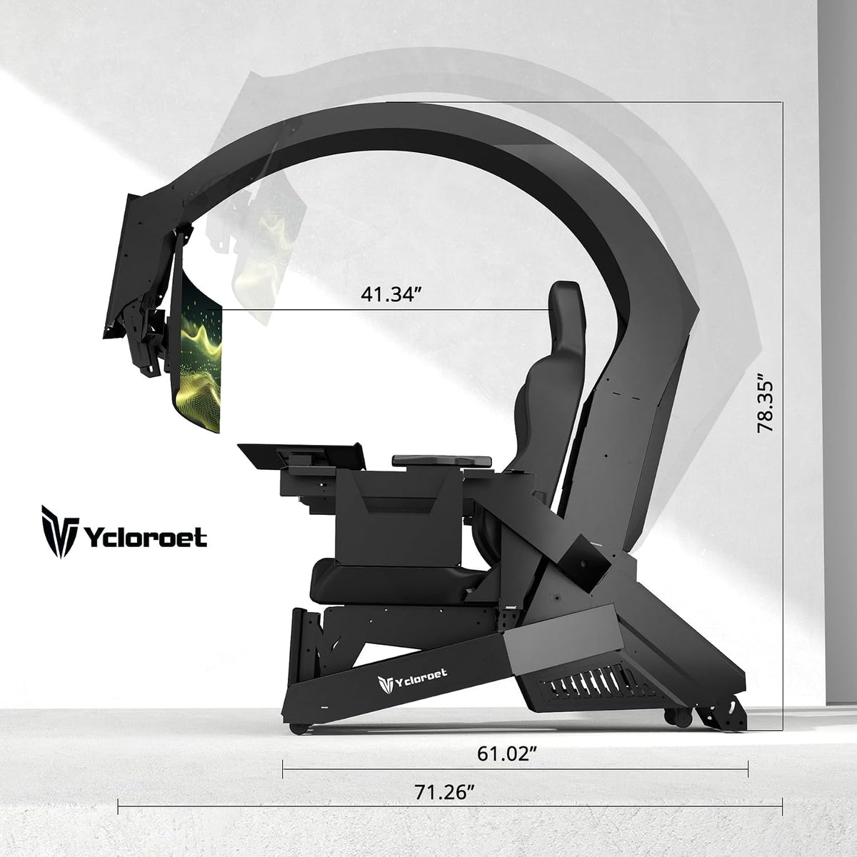 Ycloroet ‑320 Zero Gravity Gaming Cockpit, Triple Monitor Mount Reclining Workstation Chair