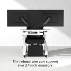 Dual robotic monitor arms for two 27‑inch screens on gaming workstation