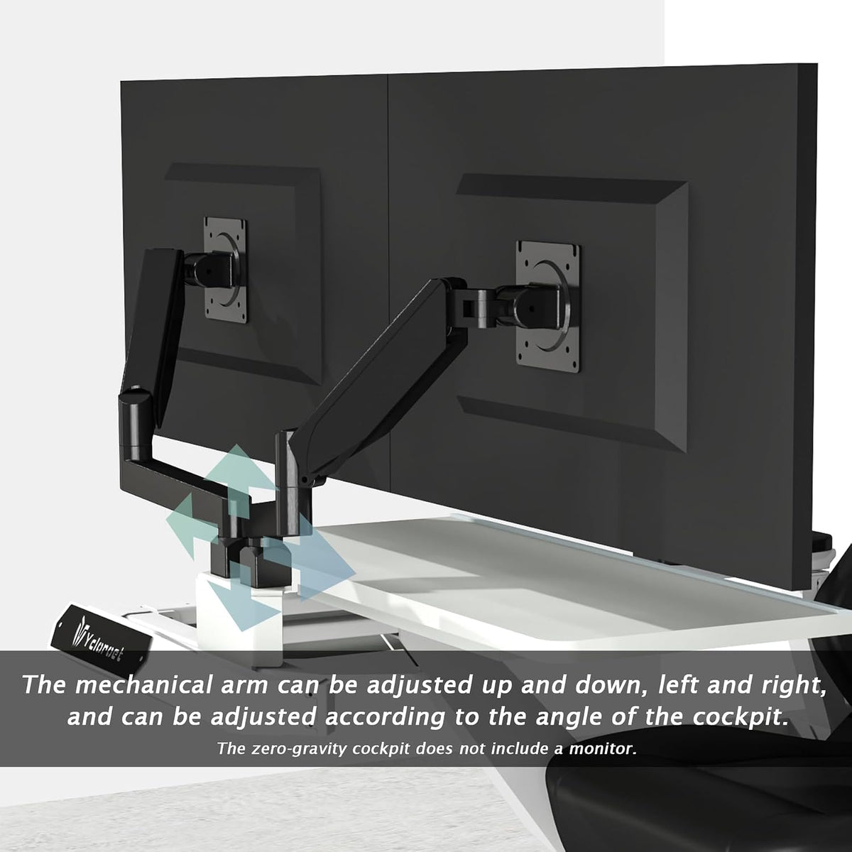 Up‑down left‑right adjustable dual monitor mechanical arm of gaming workstation