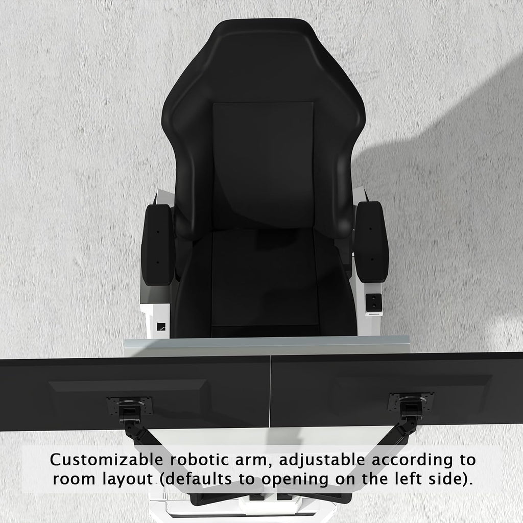 Top view ergonomic gaming chair with customizable robotic arm layout