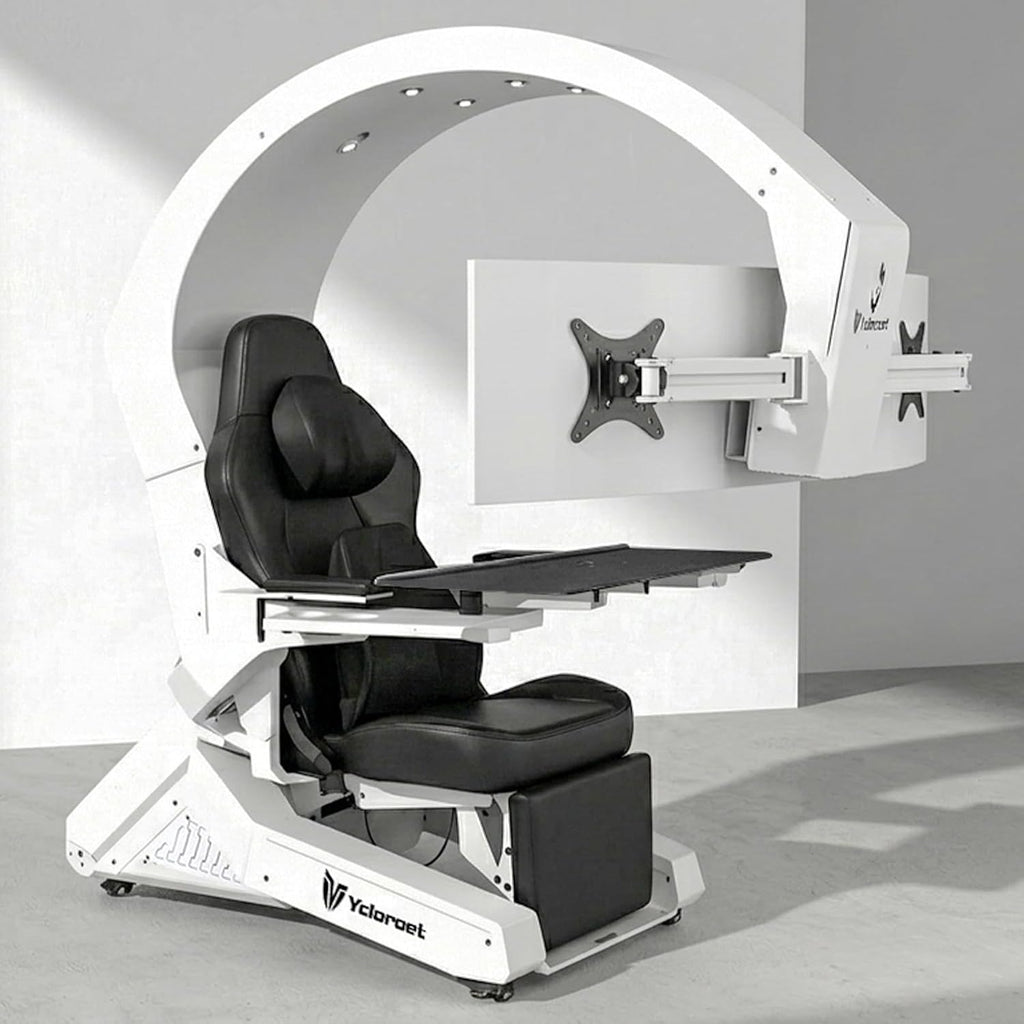 Ycloroet ‑320 Zero Gravity Gaming Cockpit, Triple Monitor Mount Reclining Workstation Chair